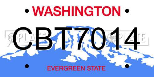 CBT7014 Washington License Plate