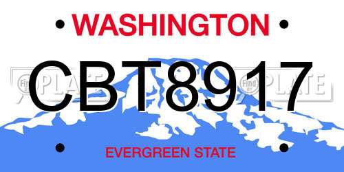 CBT8917 Washington License Plate