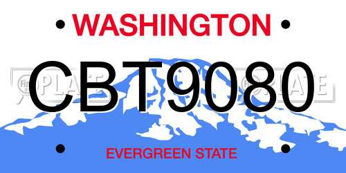 CBT9080 Washington License Plate