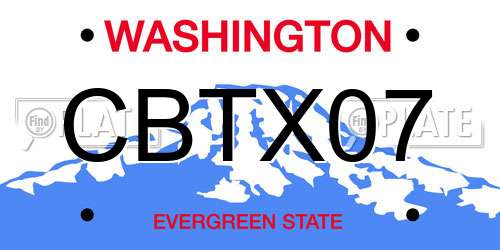 CBTX07 Washington License Plate