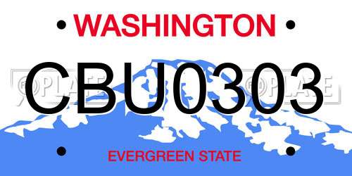 CBU0303 Washington License Plate
