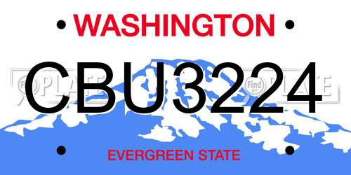 CBU3224 Washington License Plate