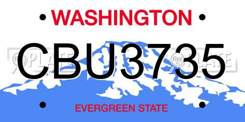 CBU3735 Washington License Plate