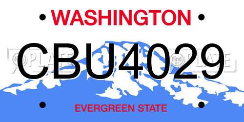 CBU4029 Washington License Plate