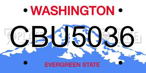 CBU5036 Washington License Plate