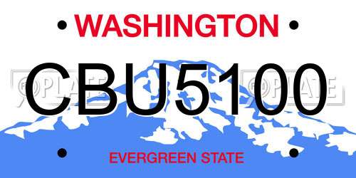 CBU5100 Washington License Plate