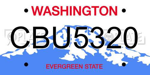 CBU5320 Washington License Plate