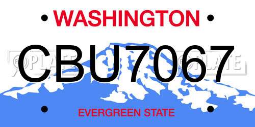 CBU7067 Washington License Plate