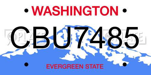 CBU7485 Washington License Plate