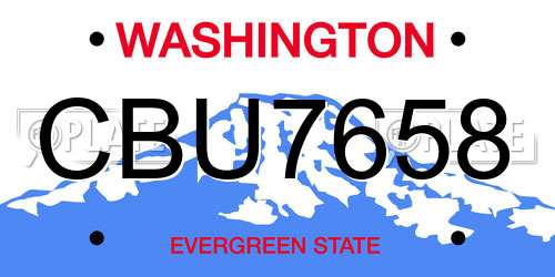 CBU7658 Washington License Plate