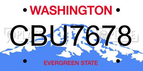 CBU7678 Washington License Plate