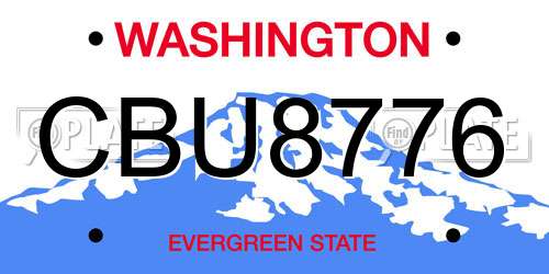 CBU8776 Washington License Plate