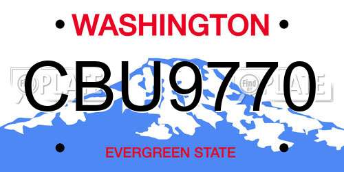 CBU9770 Washington License Plate