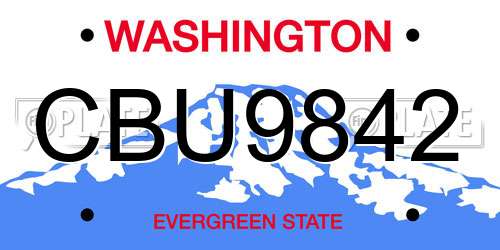CBU9842 Washington License Plate