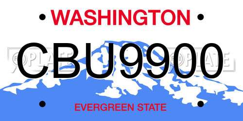CBU9900 Washington License Plate