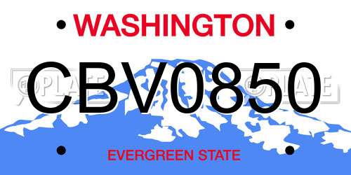 CBV0850 Washington License Plate
