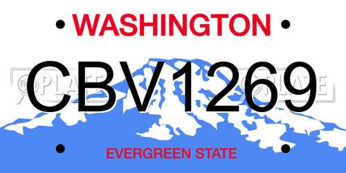 CBV1269 Washington License Plate