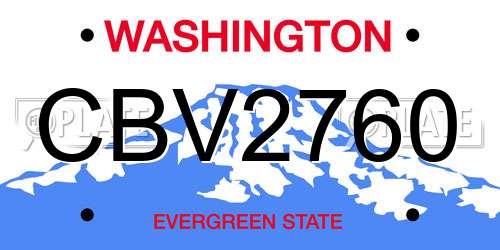CBV2760 Washington License Plate