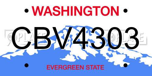CBV4303 Washington License Plate