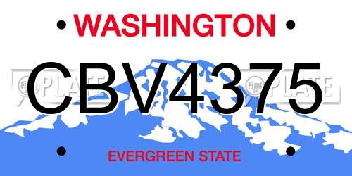 CBV4375 Washington License Plate
