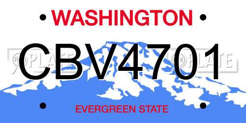 CBV4701 Washington License Plate
