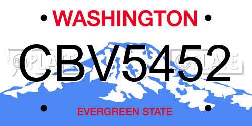 CBV5452 Washington License Plate