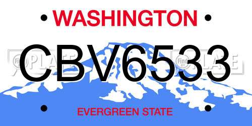 CBV6533 Washington License Plate