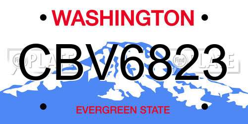 CBV6823 Washington License Plate