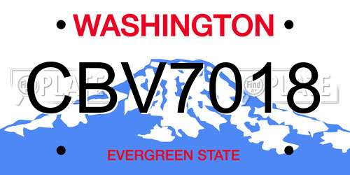CBV7018 Washington License Plate