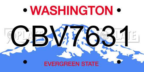 CBV7631 Washington License Plate