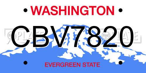 CBV7820 Washington License Plate