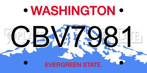 CBV7981 Washington License Plate