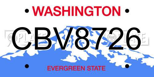 CBV8726 Washington License Plate