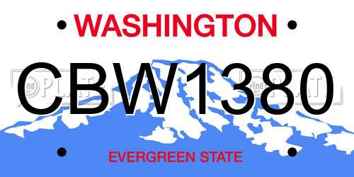 CBW1380 Washington License Plate