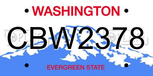 CBW2378 Washington License Plate