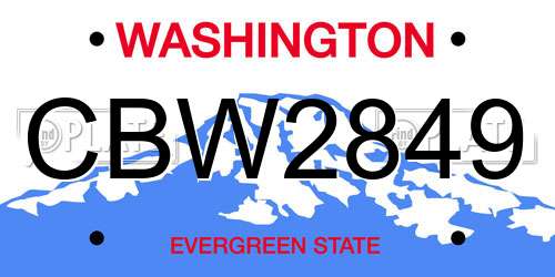 CBW2849 Washington License Plate