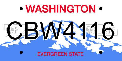 CBW4116 Washington License Plate