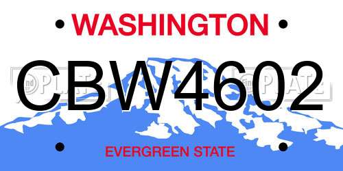 CBW4602 Washington License Plate
