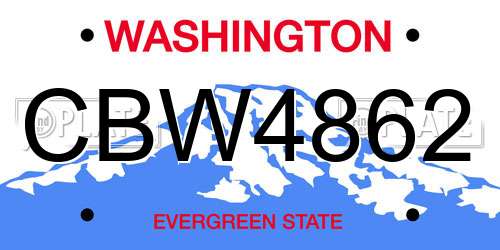 CBW4862 Washington License Plate