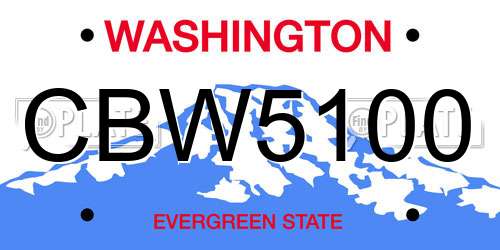 CBW5100 Washington License Plate