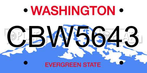 CBW5643 Washington License Plate