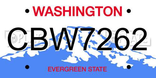 CBW7262 Washington License Plate