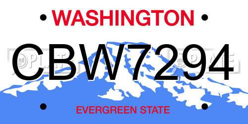 CBW7294 Washington License Plate