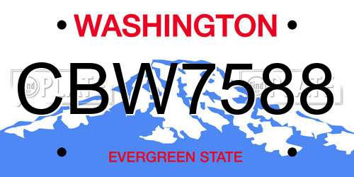 CBW7588 Washington License Plate