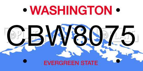 CBW8075 Washington License Plate