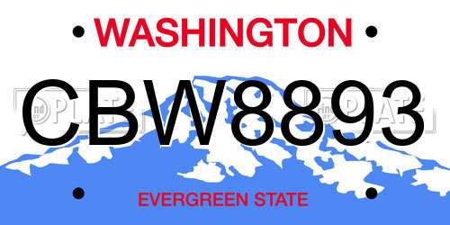 CBW8893 Washington License Plate