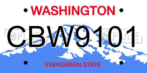 CBW9101 Washington License Plate