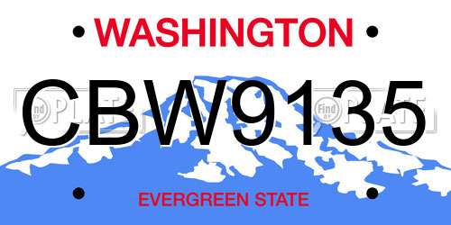CBW9135 Washington License Plate