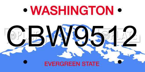 CBW9512 Washington License Plate