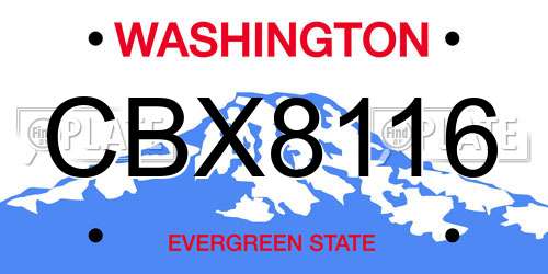 CBX8116 Washington License Plate